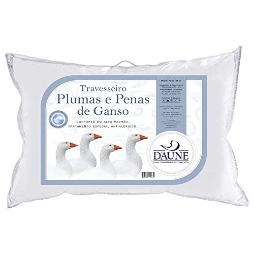 travesseiro 50 x 70 cm daune 50% plumas 50% penas de ganso