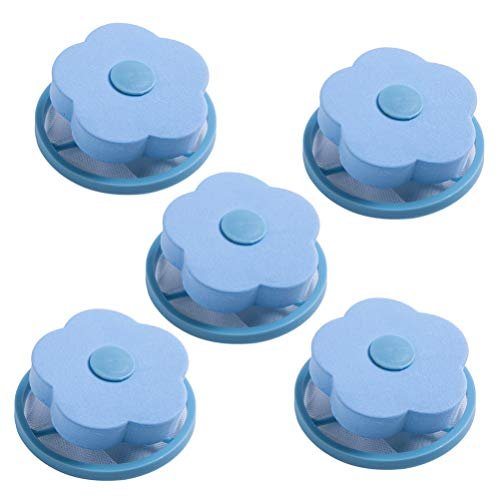 Upkoch Saco de filtro de fiapos para máquina de lavar roupa, removedor de pelos de animais de estimação, reutilizável, coletor de pelos, armadilha de fiapos, suprimentos de lavanderia, 5 peças (rosa)