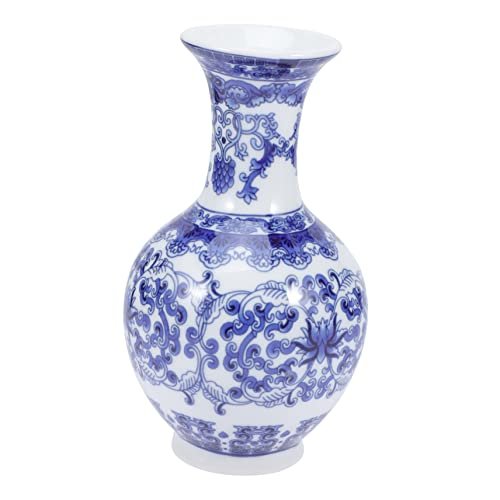 WOONEKY Vaso De Porcelana Azul E Branco Vaso De Flores De Cerâmica Decoração De Mesa Plantador Hidropônico Vaso De Cerâmica Para Casa Vaso De Armazenamento Floral Vaso De Cerâmica Simples