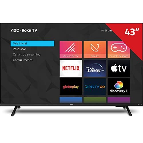 AOC 43S5135/78G - Smart TV LED 43" Full HD, Design sem bordas, Wifi, Conversor Digital, USB, HDMI