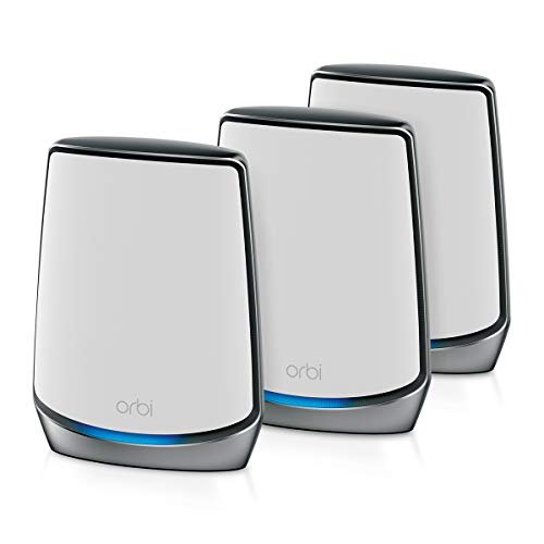 NETGEAR Orbi Sistema Wi-Fi de malha tri-band para toda a casa (RBK853) – Roteador com 2 extensores de satélite, cobertura de até 22 metros quadrados, 100 dispositivos, AX6000 (até 6 Gbps)