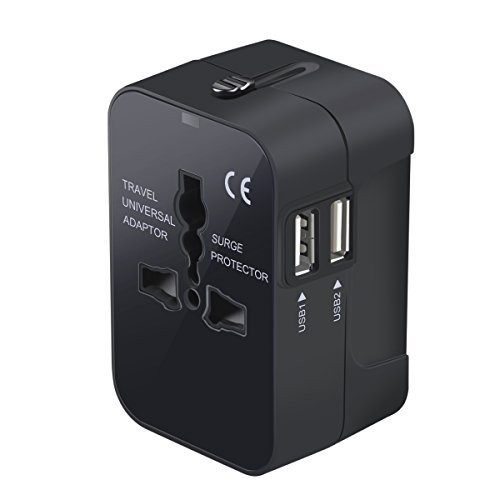 Adaptador de viagem, adaptador de viagem universal para parede adaptador de alimentação CA carregador de parede com duas portas de carregamento USB para laptop EUA UE Reino Unido AUS
