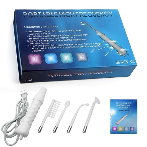 Aparelho Tratamento Limpeza Pele Cabelo Espinhas Alta Frequencia Portatil Bivolt Com 4 Eletrodos