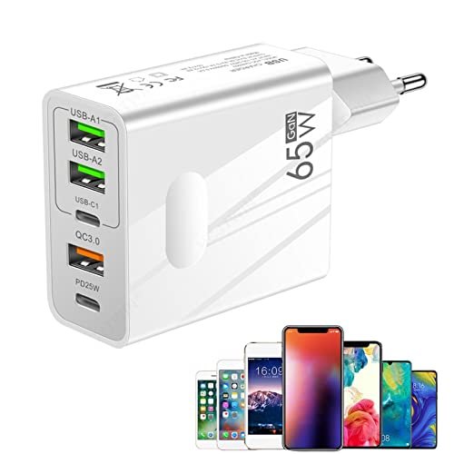 Carregador USB C 65W - carregamento USB C para laptop | Plugue do carregador USB C 65 W, estação carregamento rápido Adaptador energia para laptop para Riastvy