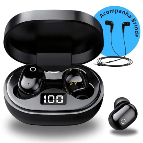 Fone de Ouvido Bluetooth Sem Fio c/Cancelamento de Ruido, SoundTouch, TWS Preto + Fone P2 Stereo Plus UTBRX