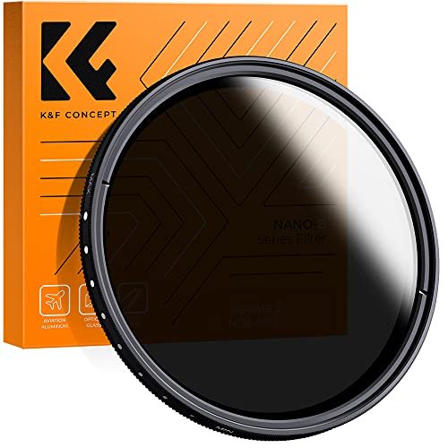 K&F Concept Filtro de lente ND2-ND400 ND variável de 82 mm (1-9 paradas) para lente de câmera, filtro de densidade neutra ajustável com pano de limpeza de microfibra (série B)