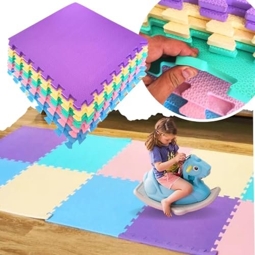 Kit 16 Tapete Eva Tatame Tatames 10mm 50cm Infantil Crianças Candy Color Cor Pastel Ginástica Yoga Casa Menino Menina Unissex De Alta Durabilidade e Qualidade