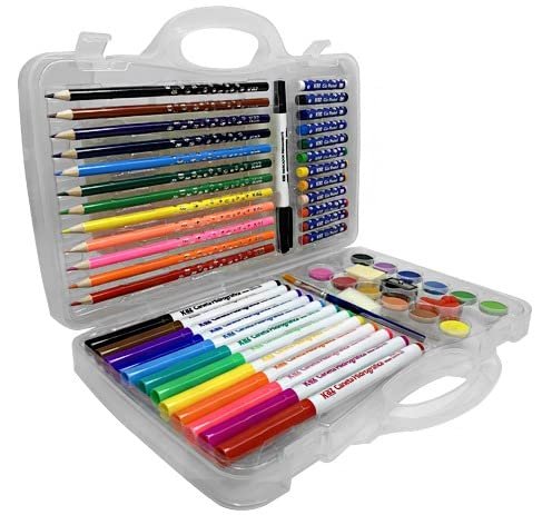Kit Artístico Com 54 Peças Maleta De Desenho Escolar