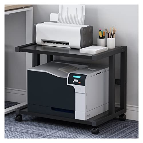 KIZQYN Suporte de impressora sob a mesa Suporte de impressora de 2 níveis preto suporte de impressora móvel para impressora de mesa de escritório em casa (tamanho: L57xD38xA45cm)