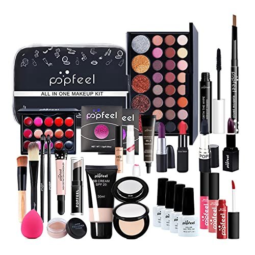 Maxten Kit de maquiagem com tudo em um conjunto completo de maquiagem para iniciantes, kit completo de maquiagem, batom, blushes em pó, paleta de sombras, paleta de cosméticos para adolescentes e adultos