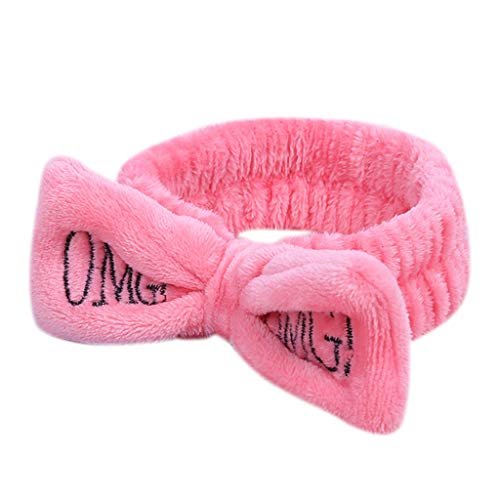 RTPUYTR Faixa de cabelo feminina SPA larga com laço OMG com letras bordadas, elástico para maquiagem, turbante de flanela, cor doce, 8 cores