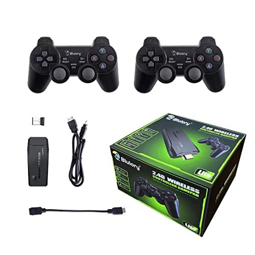 Blulory 4K Smart Video game TV Stick,Consoles de Video game,2.4G Wireless Gamepads Controlador 10.000 jogos 32/64GB Retro Classic Gamin